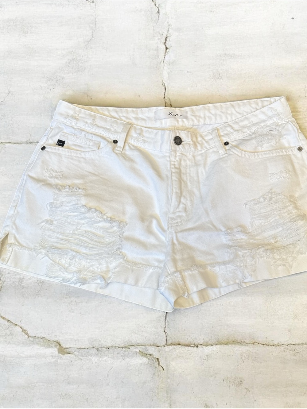 KanCan White Distressed Denim Shorts NWOT